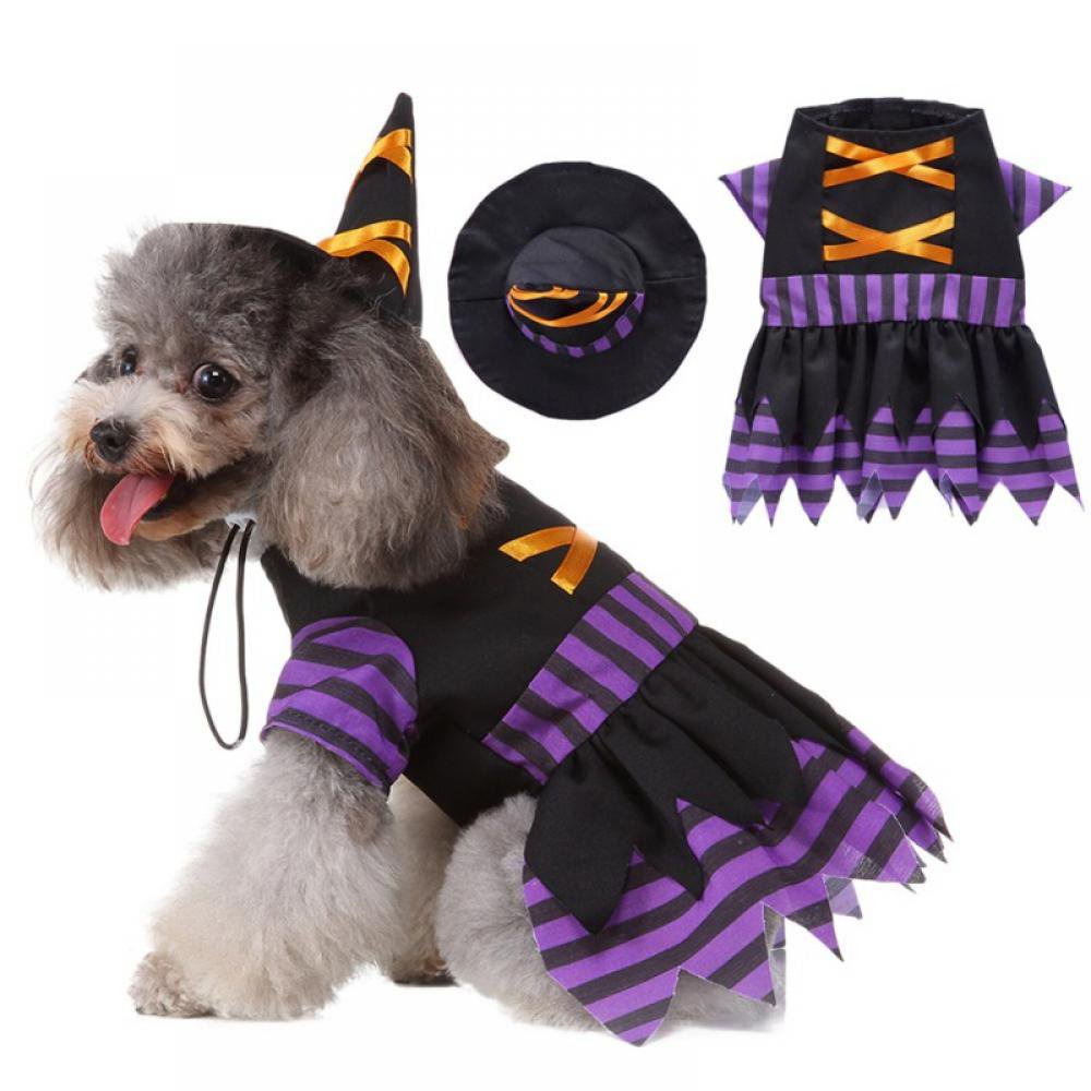 Halloween Pet Costume Witch Cloak Wizard Hat 2 Pcs Pet Costumes For Small Pets K