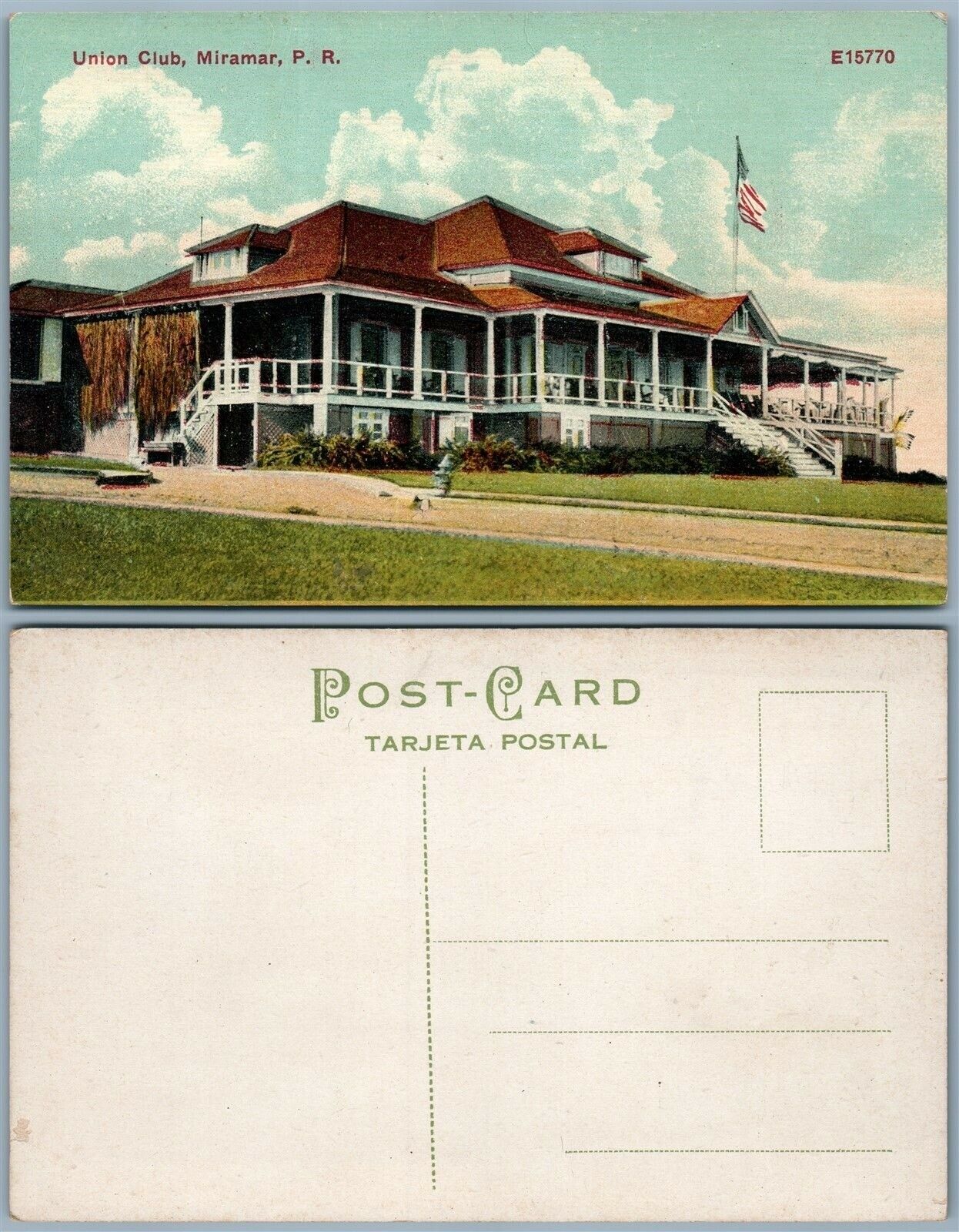 Puerto Rico Miramar Union Club Porto Rico Antique Postcard