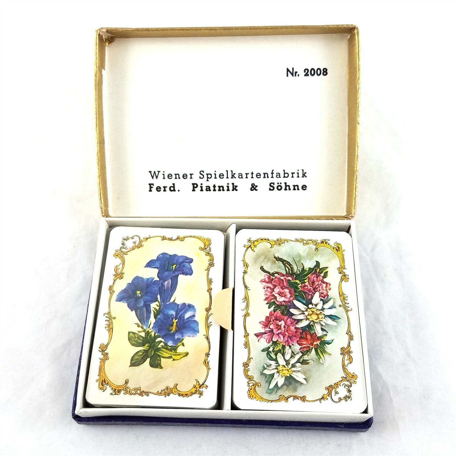 Vintage Ferd Piatnik Sohne Floral Mini Playing Cards 2 Decks Made In Austria