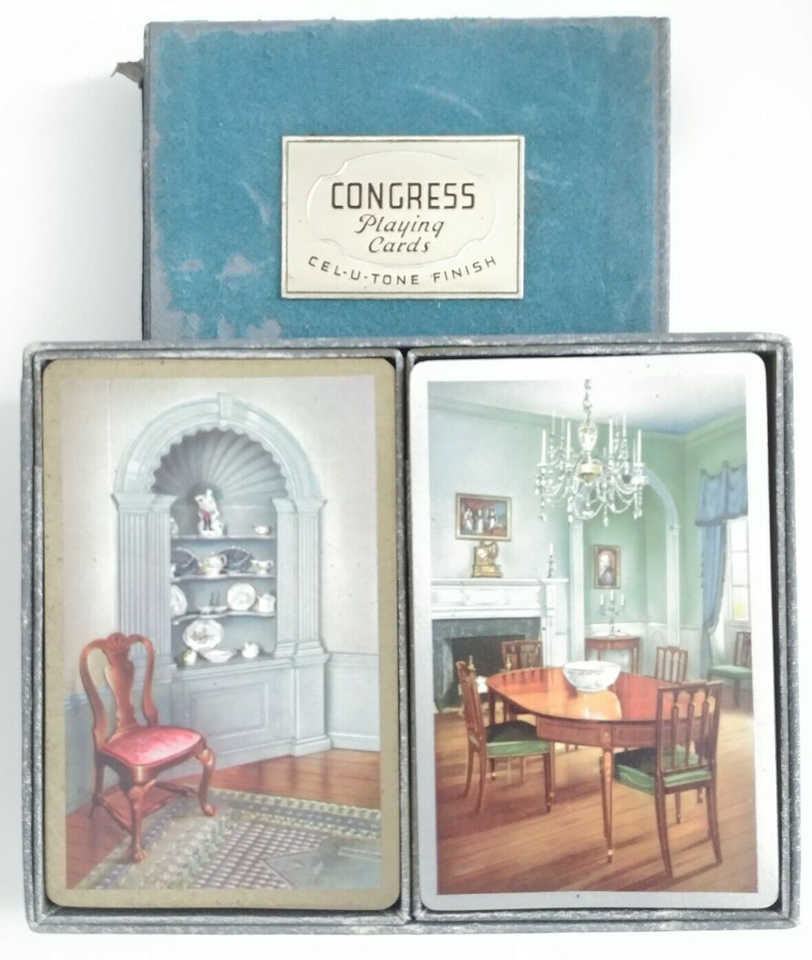 📻congress Playing Cards Double Deck Dining Rooms China Cel-u-tone Finish💫